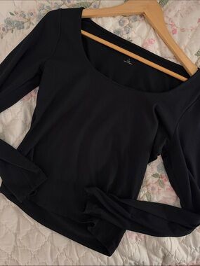 Hollister Black Scoop Neck Long-Sleeve Top